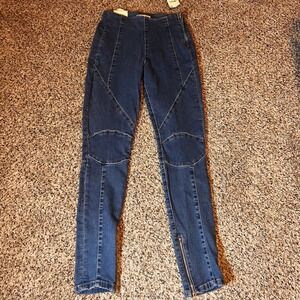 We The Free Bella Moto Mid Rise Skinny Jeans‎ Size 24 Zippers Detail Denim